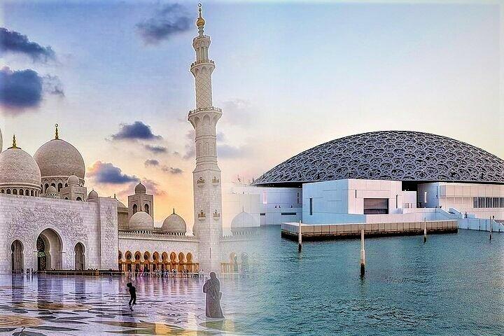 Visite de la grande mosquée d'Abu Dhabi et du musée du Louvre au départ de Dubaï