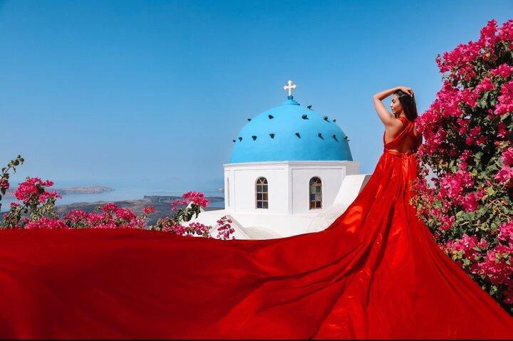 Exclusivo Santorini Vestido Voador Fotografia com Pickup