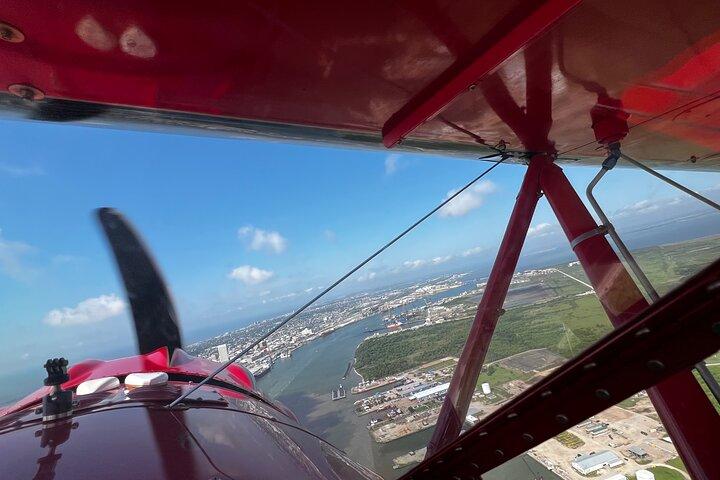 Første Mate Open Cockpit Biplane Ride i Galveston