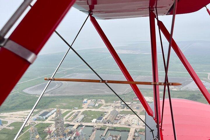 Tour della città di Galveston, giro in biplano con cabina di pilotaggio aperta
