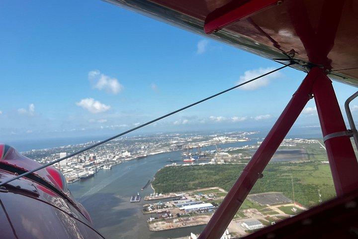 ガルベストンの町ツアー、オープン コックピット複葉機の乗車