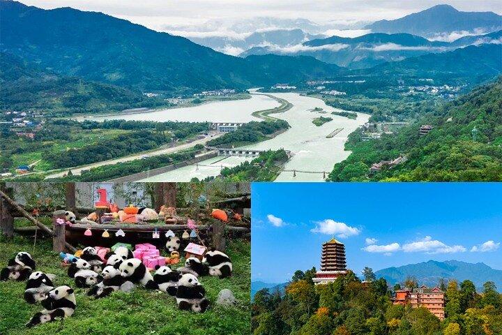 都江堰灌漑 + 都江堰山青城またはパンダパークの日帰りツアー