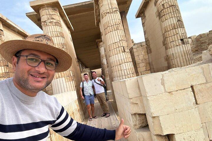 Visite privée de la pyramide de Gizeh Sphinx Memphis Saqqara Déjeuner CamelRide