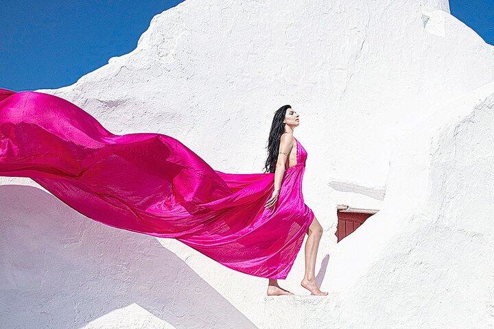Mykonos Flying Dress Fotógrafo profissional sofisticado