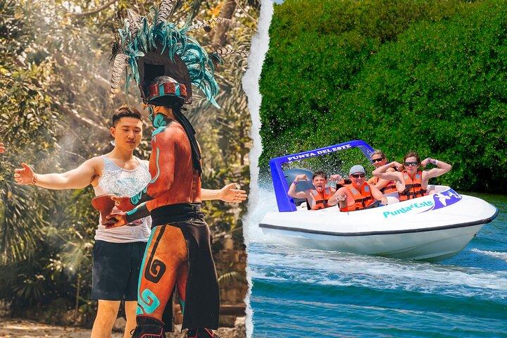 Conduce una lancha rápida + Ritual maya + Degustación de comida y ¡mucho más!