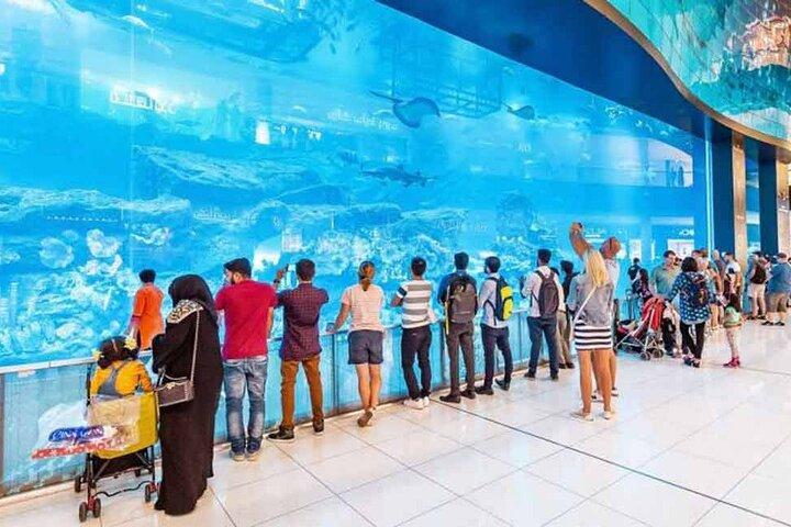 Burj Khalifa an der Spitze und Unterwasserzoo-Tour mit Transfer