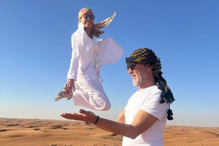 Morning Desert Safari with Camel Ride Falcon Photos Private