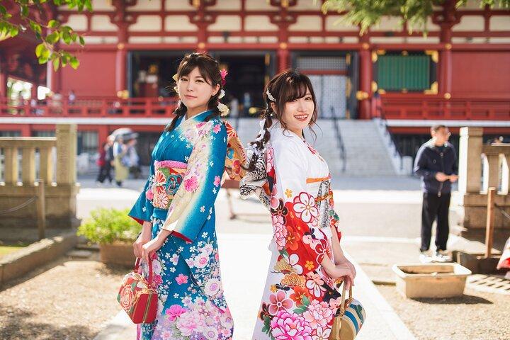 Experiência de vestido de kimono em Asakusa