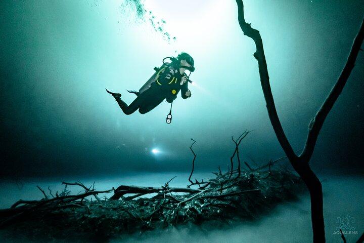 2 cenote-divings (inclusief een diepe duik) voor gevorderde duikers in Tulum