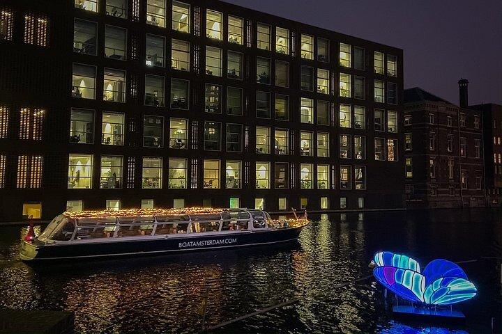 Croisière sur les canaux du festival des lumières d'Amsterdam avec boissons à volonté