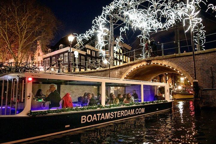 Croisière sur les canaux du festival des lumières d'Amsterdam avec boissons à volonté