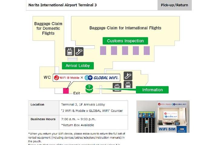 Routeur WiFi illimité au Japon - Prise en charge à l'aéroport de Narita