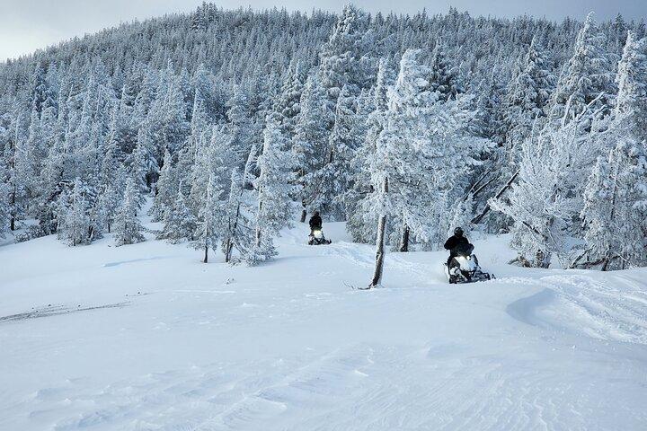 Tour guiado de 4 horas en moto de nieve por el monumento nacional panorámico en Bend