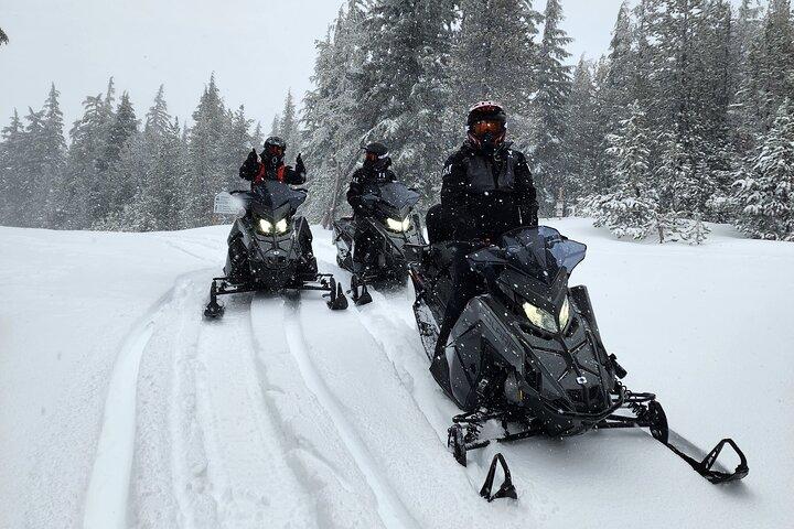 Tour guiado de 4 horas en moto de nieve por el monumento nacional panorámico en Bend