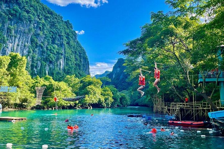 Paradise Cave & Dark Cave avontuur Zipline modderbad, Jungle Trek