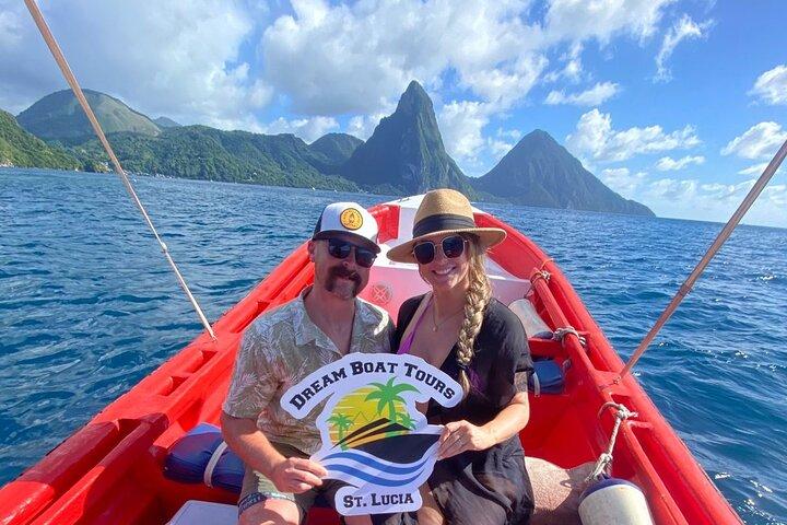 Private Boat Charter St. Lucia, boottocht naar Soufrière. Volledige dag
