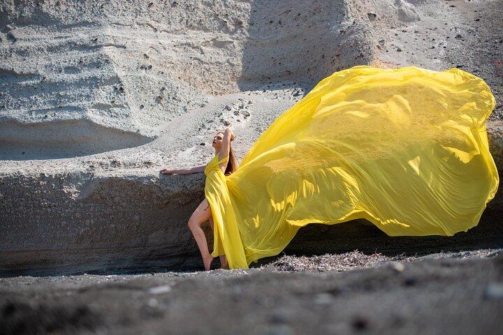 Santorini Fliegende Kleider Fotoshooting