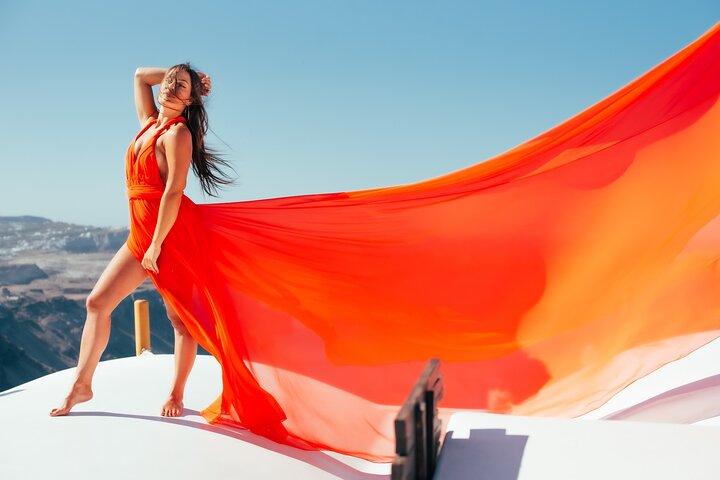 Santorini Fliegende Kleider Fotoshooting