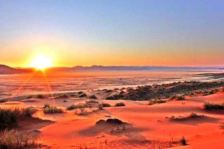 Zonsopgang in de woestijn van Dubai