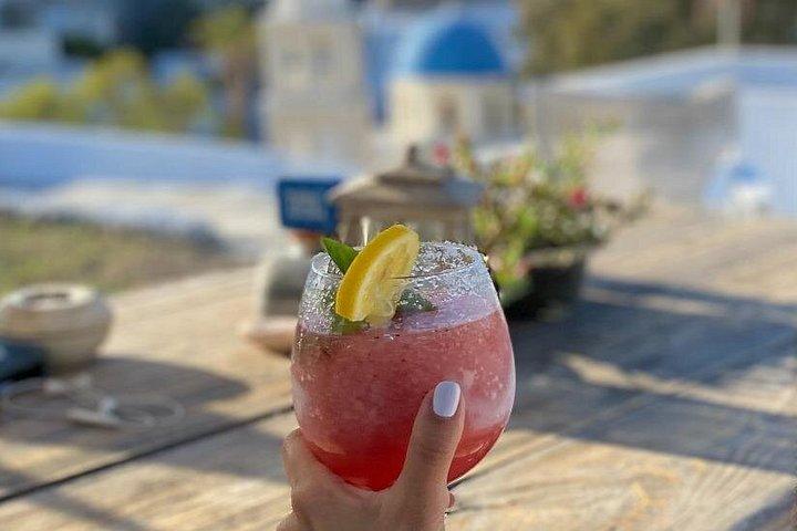 サントリーニ島日帰り旅行-ビーチタイム-ブルードーム-フード＆ワイン