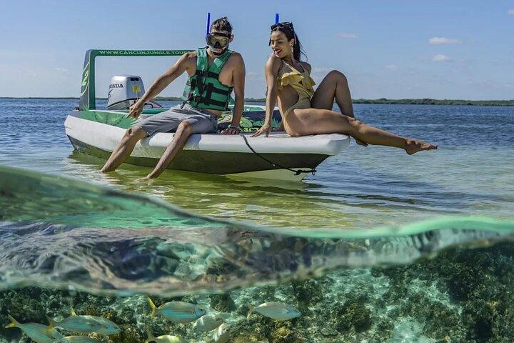 Tour por la jungla de Cancún con lancha rápida y snorkel