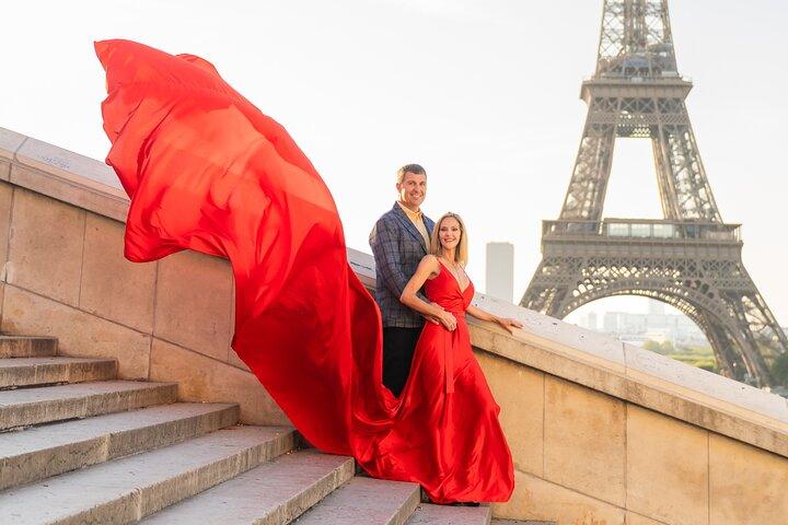 Private Flying Dress Photoshoot Experience by the Eiffel Tower