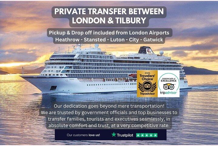 Transfert privé entre Londres et le terminal de croisière / hôtel de Tilbury