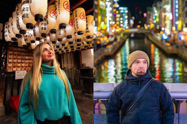 Privé levendige nachtfotoshootervaring in Osaka (Dotonbori)