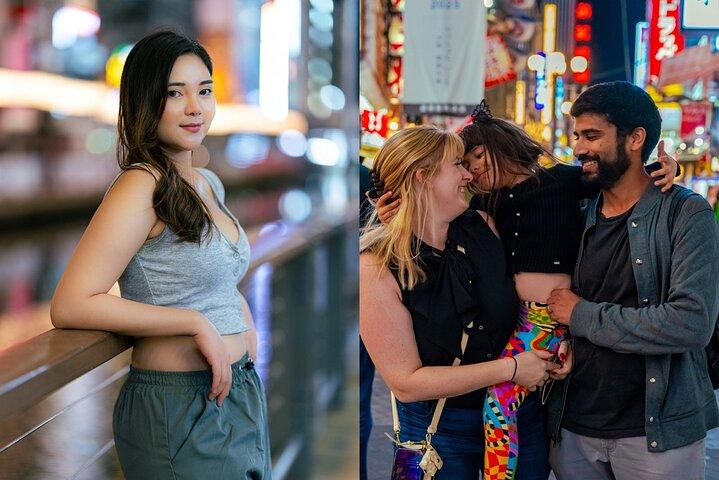 Privé levendige nachtfotoshootervaring in Osaka (Dotonbori)