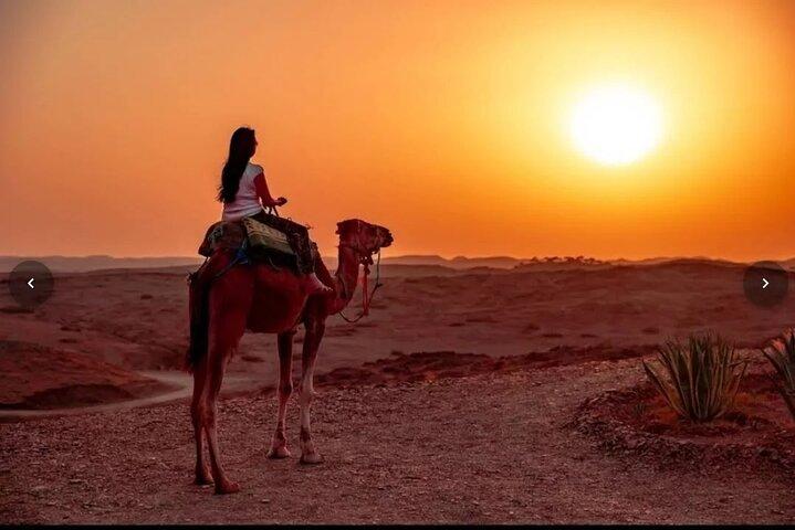 Evening sunset, desert dancing and test morocco food in Agafay desert