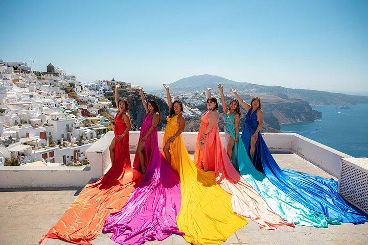 Flying Dress Photoshooting Santorini