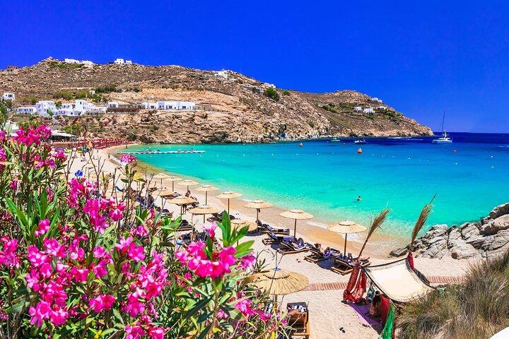 Lyxkryssningsvänliga Mykonos Beach Bliss & Town Stroll