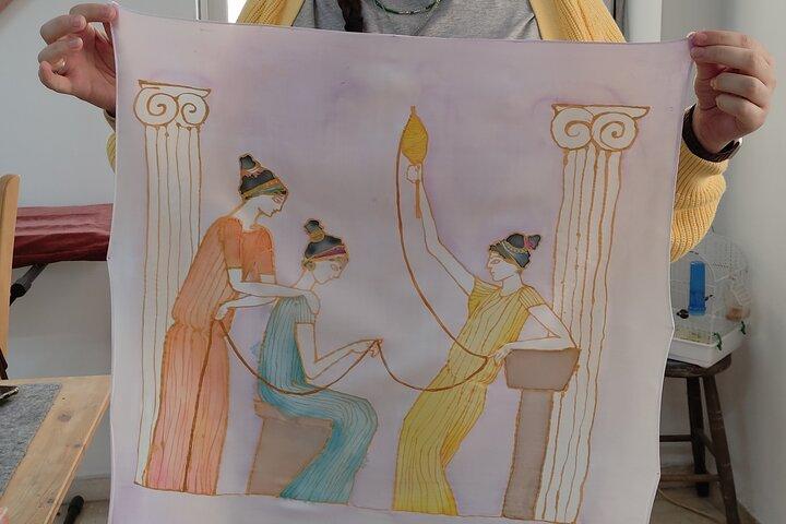 Athen: Small Group Silk Scarf Art Workshop med græske temaer