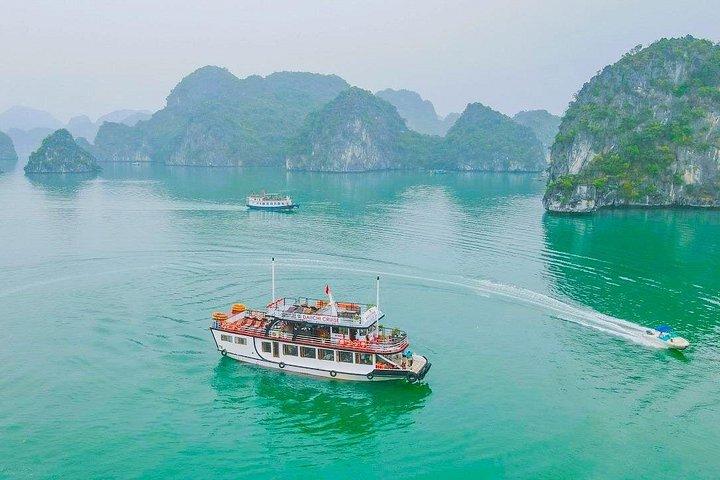猫バから：ボートツアーでランハ湾へカヤック、サイクリング、ランチ付き