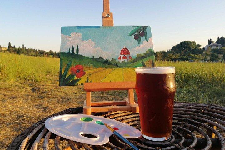 Dipingi e bevi l'arte delle colline fiorentine a La Birr'aia a Marignolle