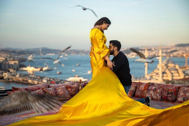 イスタンブールで象徴的なフライングドレス屋上撮影（3コンセプト）