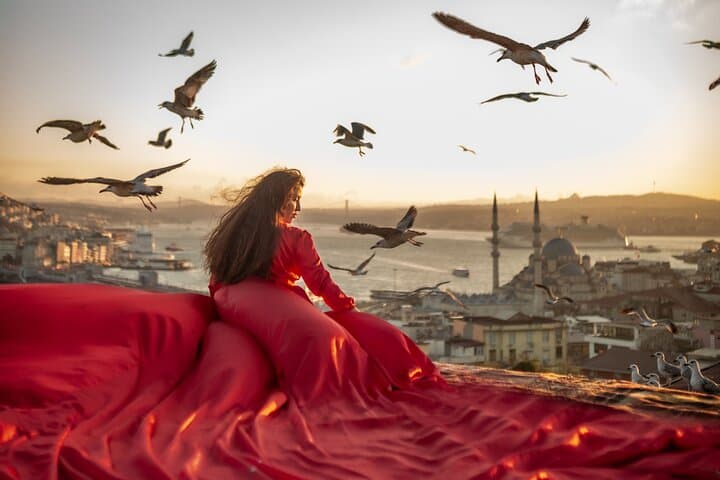 Iconic Flying Dress Rooftop Photoshoot in Istanbul(3Concepts)