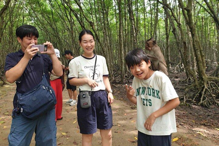 Excursão de dia inteiro à Ilha dos Macacos com canoa na floresta de mangue Can Gio