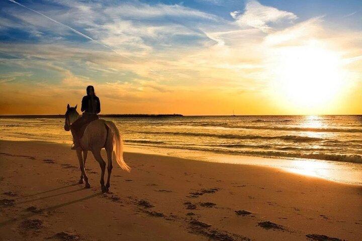 Paseo a caballo por la playa al atardecer Phuket