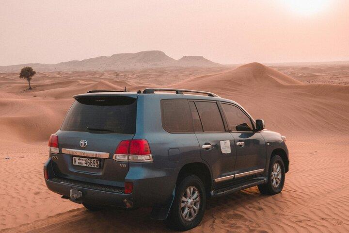 Privé-avond Dubai Desert Safari, kameelrijden en zandboarden