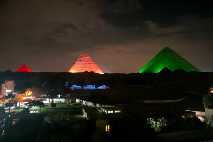 Giza Pyramids at night Sound and Light Show With Dinner