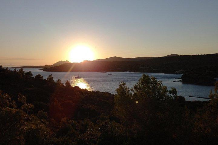 ポセイドン神殿： エーゲ海のプライベート幻想的な夕日