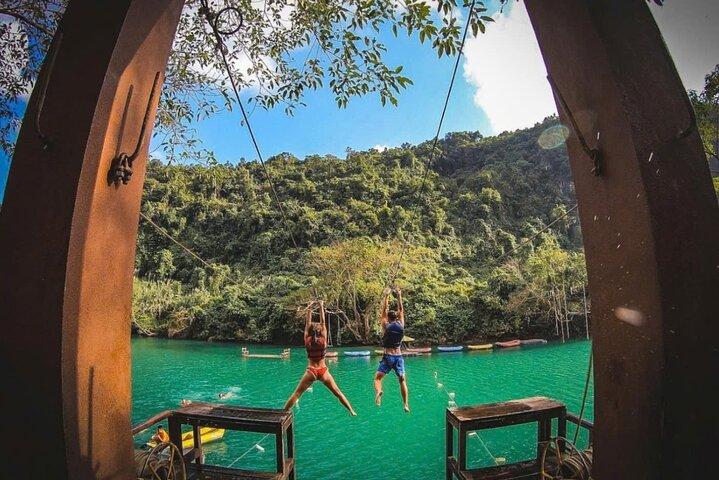 Zipline Dark cave & Paradise cave: Full-day Exploration
