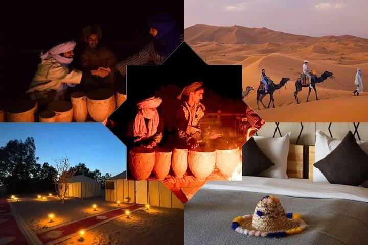 Erg Chebbi Pernottamento in tenda riscaldata con Camel Ride & Sandboard