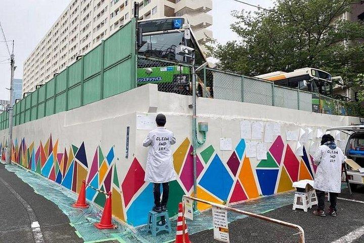Tóquio Shibuya Mural gigante Workshop de criação de arte
