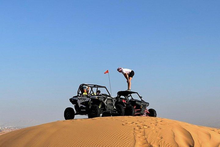 Premium Desert safari With Dune buggy camel ride BBQ dinner