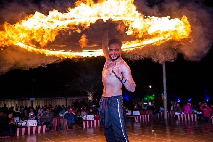 クワッド バイク、キャメル ライド、バーベキュー ディナー、ライブ ショーを楽しめるドバイ デューンズ サファリ