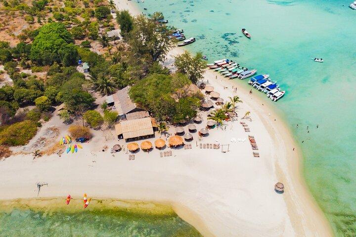 サムイ島からスピードボートでピッグアイランドでの豚の餌やり、カヤック、シュノーケリング旅行