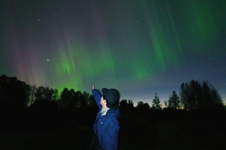 バーベキュー付きオーロラ狩り写真ツアー。小グループ