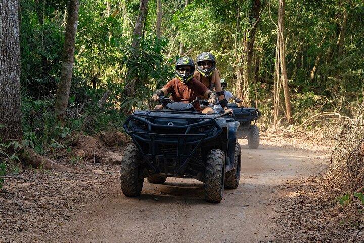 隠れたセノーテ スイム & ATV ジャングル アドベンチャー (送迎付き)